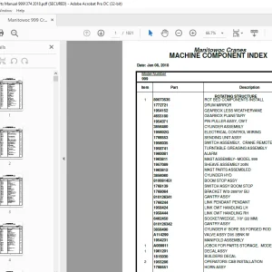 Manitowoc Crane 999 Parts Manual 9991374 PDF