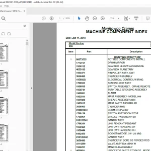 Manitowoc Crane 999 Parts Manual 9991391 - PDF DOWNLOAD