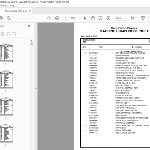 Manitowoc Crane 999 Parts Manual 9991401  PDF