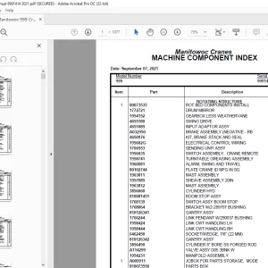 Manitowoc Crane 999 Parts Manual 9991414 PDF