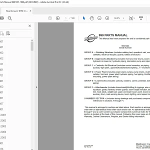 Manitowoc Crane 999 Parts Manual SN 9991365 - PDF DOWNLOAD