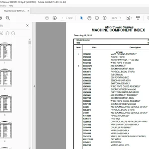 Manitowoc Crane 999 Parts Manual SN 9991367 - PDF DOWNLOAD