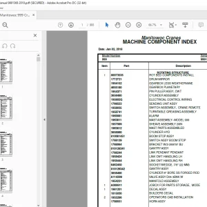 Manitowoc Crane 999 Parts Manual SN 9991368 PDF