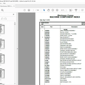 Manitowoc Crane 999 Parts Manual SN 9991369 - PDF DOWNLOAD