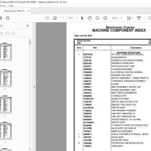 Manitowoc Crane 999 Parts Manual SN 9991370 - PDF DOWNLOAD