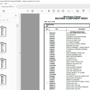 Manitowoc Crane 999 Parts Manual SN 9991391 - PDF DOWNLOAD