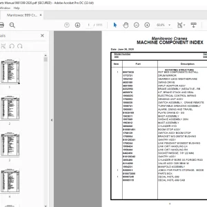 Manitowoc Crane 999 Parts Manual SN 9991399 PDF