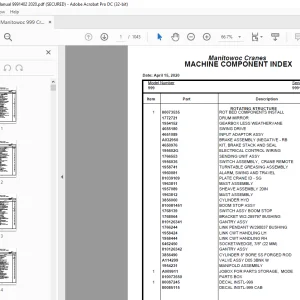 Manitowoc Crane 999 Parts Manual SN 9991402 - PDF DOWNLOAD