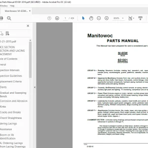 Manitowoc Crane M-65W Parts Manual SN 651001 - PDF DOWNLOAD