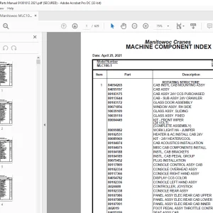 Manitowoc Crane MLC100-1 Parts Manual 91001012 PDF