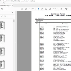 Manitowoc Crane MLC100-1 Parts Manual 91001043 - PDF DOWNLOAD