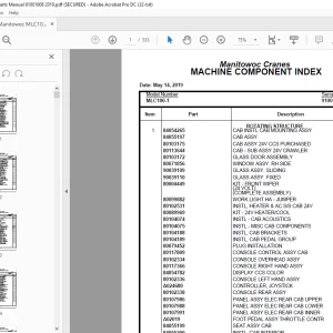 Manitowoc Crane MLC100-1 Parts Manual SN 91001008 - PDF DOWNLOAD
