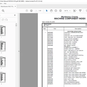 Manitowoc Crane MLC100-1 Parts Manual SN 91001023 - PDF DOWNLOAD