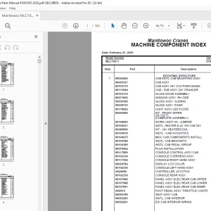 Manitowoc Crane MLC100-1 Parts Manual SN 91001035 - PDF DOWNLOAD