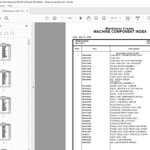 Manitowoc Crane MLC100-1 Parts Manual SN 91001043 - PDF DOWNLOAD