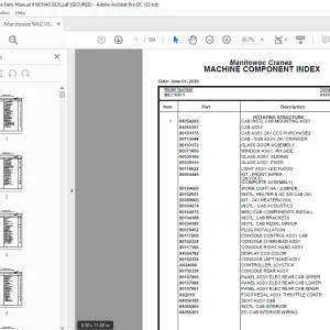 Manitowoc Crane MLC100-1 Parts Manual SN 91001043 - PDF DOWNLOAD