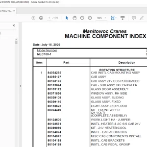 Manitowoc Crane MLC100-1 Parts Manual SN 91001050 - PDF DOWNLOAD