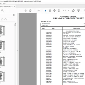 Manitowoc Crane MLC100-1 Parts Manual SN 91001056 - PDF DOWNLOAD