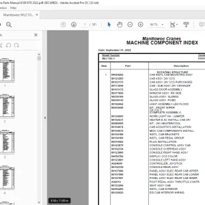 Manitowoc Crane MLC100-1 Parts Manual SN 91001076 - PDF DOWNLOAD