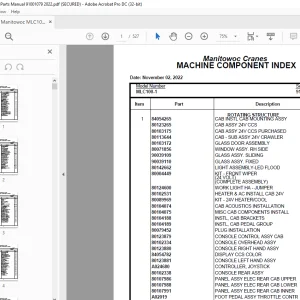 Manitowoc Crane MLC100-1 Parts Manual SN 91001079 - PDF DOWNLOAD