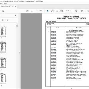 Manitowoc Crane MLC100-1 Parts Manual SN 91001092 - PDF DOWNLOAD