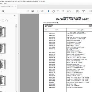 Manitowoc Crane MLC100A-1 Parts Manual 91001049 -  PDF DOWNLOAD