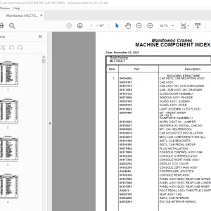 Manitowoc Crane MLC100A-1 Parts Manual SN 91001049 - PDF DOWNLOAD