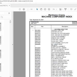 Manitowoc Crane MLC150-1 Parts Manual SN 91501010 - PDF DOWNLOAD