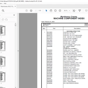 Manitowoc Crane MLC150-1 Parts Manual SN 91501014  - PDF DOWNLOAD