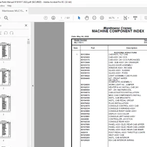 Manitowoc Crane MLC150-1 Parts Manual SN 91501017 - PDF DOWNLOAD
