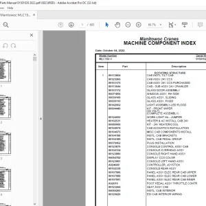 Manitowoc Crane MLC150-1 Parts Manual SN 91501020 PDF
