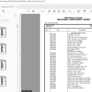 Manitowoc Crane MLC150-1 Parts Manual SN 91501020 - PDF DOWNLOAD