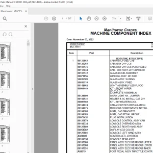 Manitowoc Crane MLC150-1 Parts Manual SN 91501021 - PDF DOWNLOAD