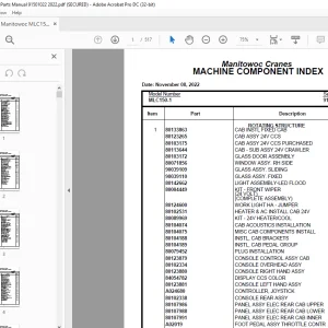 Manitowoc Crane MLC150-1 Parts Manual SN 91501022 - PDF DOWNLOAD