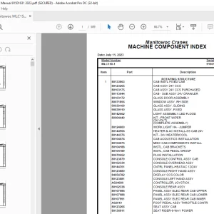 Manitowoc Crane MLC150-1 Parts Manual SN 91501031 - PDF DOWNLOAD