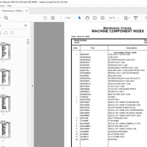 Manitowoc Crane MLC165-1 Parts Manual 14001182 PDF