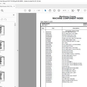 Manitowoc Crane MLC165-1 Parts Manual 91651118 PDF