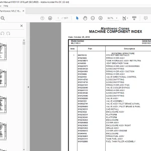 Manitowoc Crane MLC165-1 Parts Manual SN 91651101 PDF