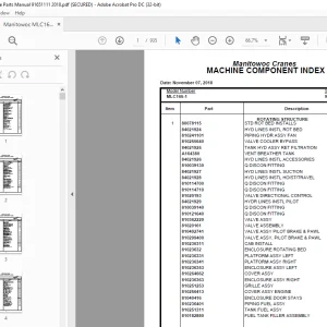 Manitowoc Crane MLC165-1 Parts Manual SN 91651111 - PDF DOWNLOAD