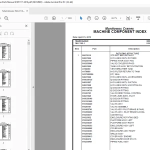 Manitowoc Crane MLC165-1 Parts Manual SN 91651115 - PDF DOWNLOAD