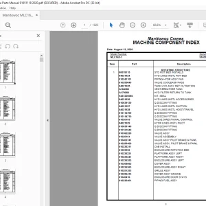 Manitowoc Crane MLC165-1 Parts Manual SN 91651118  - PDF DOWNLOAD