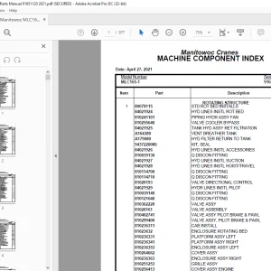 Manitowoc Crane MLC165-1 Parts Manual SN 91651120 - PDF DOWNLOAD