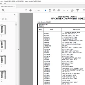 Manitowoc Crane MLC165-1 Parts Manual SN 91651122 - PDF DOWNLOAD