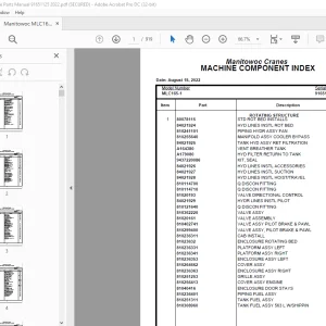 Manitowoc Crane MLC165-1 Parts Manual SN 91651125 - PDF DOWNLOAD