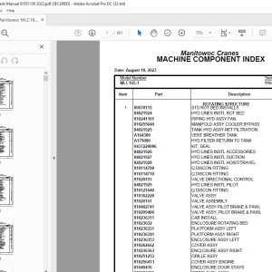 Manitowoc Crane MLC165-1 Parts Manual SN 91651130 - PDF DOWNLOAD