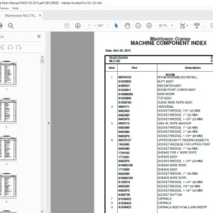 Manitowoc Crane MLC165 Parts Manual SN 91651103 - PDF DOWNLOAD