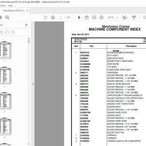 Manitowoc Crane MLC165 Parts Manual SN 91651103 - PDF DOWNLOAD
