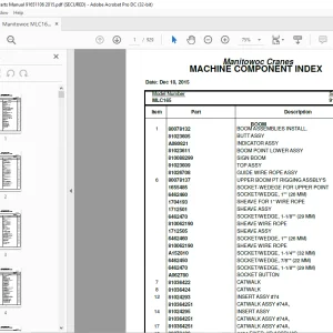 Manitowoc Crane MLC165 Parts Manual SN 91651106 - PDF DOWNLOAD