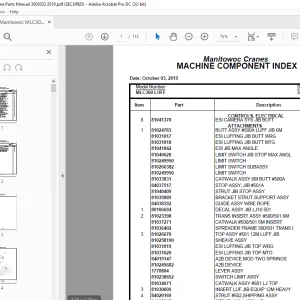 Manitowoc Crane MLC300 LUFF Parts Manual SN 3005032 PDF