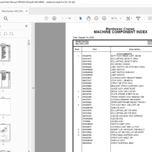 Manitowoc Crane MLC300 LUFF Parts Manual SN 3005036 PDF